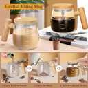 Self Stirring Mug, Electric Mixing Cup Self Stirring Coffee Mug 400ML High Borosilicate Glass Mixing Coffee Mug Rotating Home Office Travel Stirring Cup Suitable for Coffee/Milk/Protein Powder, Transparent