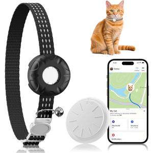 Cat Tracker Compatible with Apple Find My App (Only iOS), No Monthly Fee, Waterproof Pet Tracker for Cats, Black