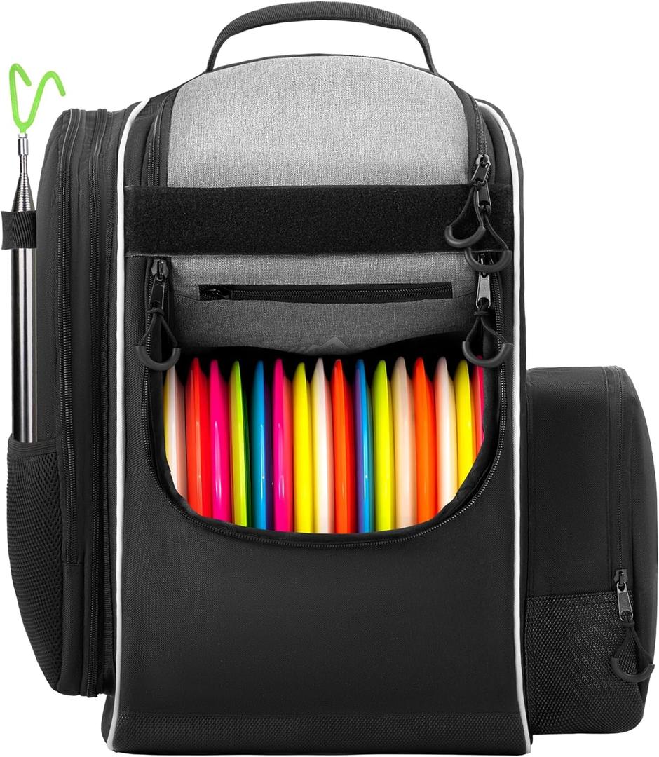 Himal Outdoors Disc Golf Backpack Holds 30+ Discs Large Capacity, Durable Disc Golf Bag with Insulated Cooler Side Pocket and Waterproof Bottom (Dark Grey)