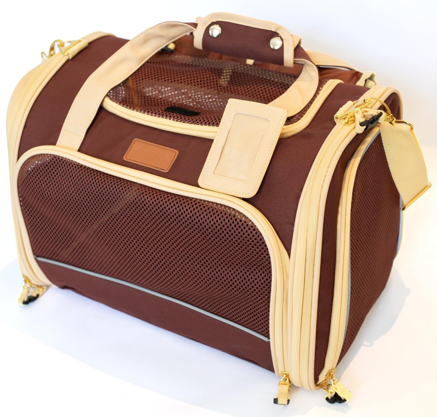 Large Cat Carrier Soft Dog Carrier for Small Dogs Pet Bag Carriers for Cat Dog Travel Bag Large Small Dog Puppy Kitten Rabbit Bunny Airline Approved for Traveling (M Brown)