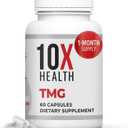10X Health TMG Supplements - Trimethylglycine Supplement for Liver Support, Heart Wellness, Energy, Regulate Homocysteine Levels with Betaine Anhydrous - Non-GMO & Gluten-Free - 60 Capsules
