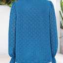 PRETTYGARDEN Lace Long Sleeve Shirts Casual Button Down Going Out Tops Hollow Out Eyelet Blouses 2026 Spring Fashion Clothing(Lake Blue,Medium) (M)