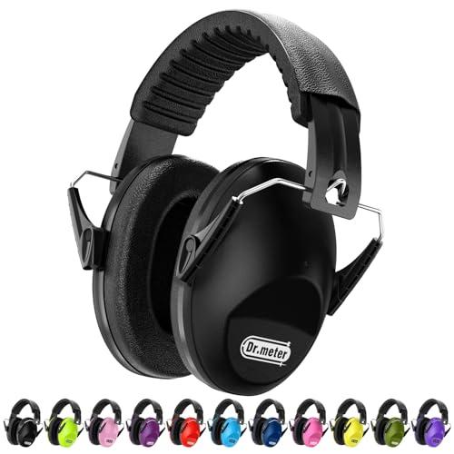 Dr.meter Noise Cancelling Ear Muffs: EM100 SNR27.4 Ear Muffs for Noise Reduction - Kids Noise Cancelling Headphones with Adjustable Headband for Monster Truck Autism Sensory Mowing Firework-Black