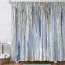 JAWO Abstract Shower Curtain,Modern Aesthetic Abstract Stripe Shower Curtain Set for Bathtub Bathroom, Gray Blue Brown Contemporary Abstract Painting Fabric Shower Curtains,Blue,69X84