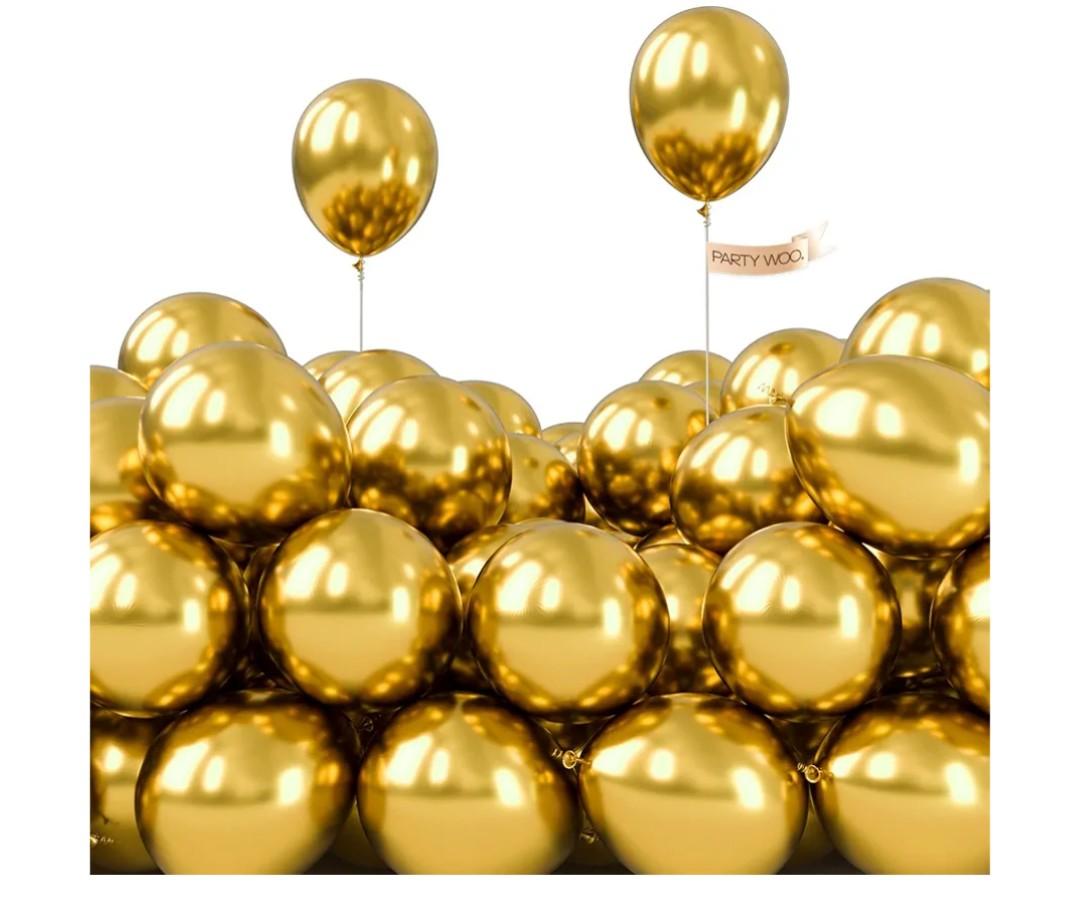 Metallic Gold Balloons 50pcs 5 Inch Small Mini Chrome Gold Latex Balloons for Graduation Baby Shower Gender Reveal Wedding Bachelorette New Year Birthday Party Decorations Gold-G101