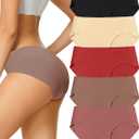 voenxe Women Seamless Hipster Underwear,No Show Ladies Panties Bikini,Full Coverage Breathable Briefs,Comfy,Invisible,5-Pack (M)