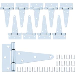 HOME MASTER HARDWARE 5 in Gate T Strap Hinges Zinc-Plated Heavy Duty T-Hinges with Screws for Sheds, Storage, Gates, and Barns(10 Pack)