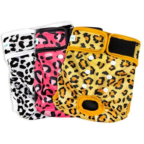 Paw Legend Washable Reusable Female Dog Period Diapers for Heat Doggie Puppy Diapers for Female Dogs (3 Pack, Leopard, X-Large)