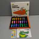 JUPITEARTH Carrot Crayons for Kids 24 Colors, Non Toxic Beeswax Crayons for Toddlers 1-3 with 30-Page Coloring Book & Stickers & 120 PDF Pages, Mess-Free Coloring for Kids Art Supplies Gift