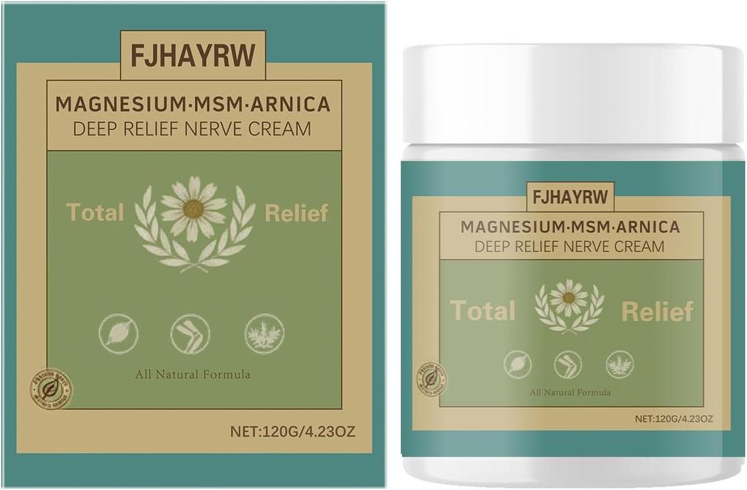 Total Relief Soothing Magnesium Cream for Muscle Comfort, Nerve Relief Cream with MSM,Arnica,Non-Greasy Topical,Fast Absorbing,Joint Relief,120g