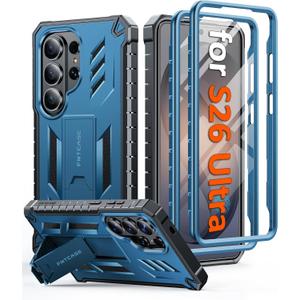 FNTCASE for Samsung Galaxy S26-Ultra Case: [Built-in Screen Protector & Kickstand] [2 Front Frames] [Military-Grade Drop Protection] Heavy Duty Shockproof Rugged TPU Case Full Body Protective Blue