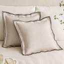 MIULEE Linen Throw Pillow Covers, 2 Piece 18x18 Inch Natural Beige, Boho Euro Pillowcases for Bed to Infuse Elegance, Ideal for Sofa Couch Cushion in Home Decor Upgrade