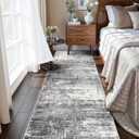 2x8 Washable Hallway Runner Rug: Abstract Stain Resistant Kitchen Rugs Farmhouse Ultra Soft Bathroom Bedroom Entryway Print Floor Mat Thin Non-Slip Indoor Carpet for Living Room Laudry(2x8,Black/Grey)