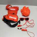 Guard Costume Set 7 Pcs Lifeguard Accessories Kit Include Guard Hat Sunglasses Inflatable Float Guard Fanny Pack Whistle with Lanyard Rescue Tube Float Keychain for Halloween Party Dress Up Red