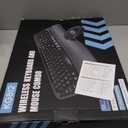 Wireless Keyboard and Mouse Combo, Wave Keys Full-Sized Ergonomic Keyboard with Cushioned Plam Rest, Phone Holder, Comfortable Natural Typing, 2.4G Cordless Set for Computer, Laptop, PC, Mac, Windows (Black)