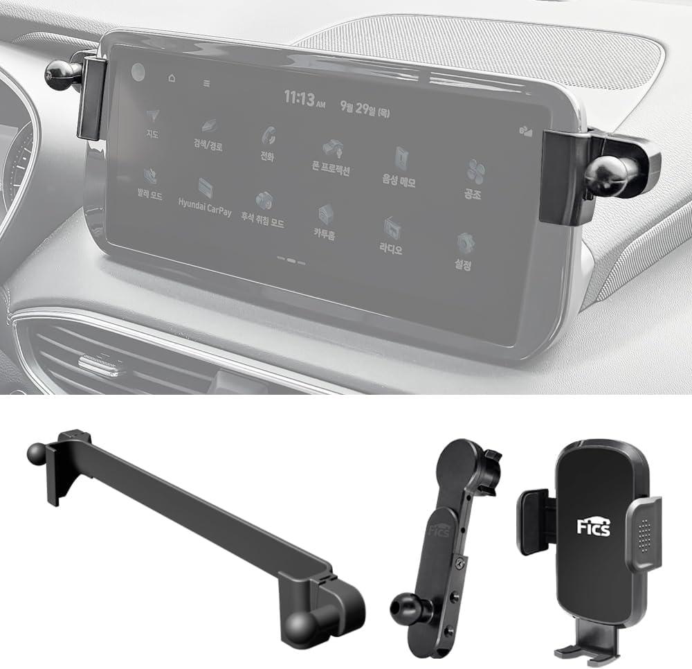 FICS Phone Holder for Hyundai Santa Fe 2021 2022 2023 Upper Trims with Wide Monitor  Custom-Fit Mount for Seamless Display Integration, Interior Accessories for Navigation Use, Stable Driving View