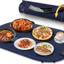 Warming Mat for FoodFood Warming Mat, Electric Warming Tray with 7 Temperatures Setings and 4 Hours TimerHeating Fastly in 10sPortable Food Warmers for Buffets PartyFamily Gatherings (Blue)