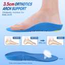 Bacophy Kids Orthotic Arch Support Shoe Insoles, Children Pu Cushioning Inserts, Shock Absorption Velvet Surfaces Deep Heel Cup Inner Sole for Flat Feet, Plantar Fasciitis, Feet Heel Pain Relief Blue