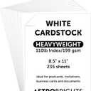 Premium Astrobrights White Cardstock, 8.5" x 11", 110 lb. Index, 94 Brightness, 235 Sheets - More Sheets, Heavyweight Astro White Card Stock for Invitations, Business Cards, Crafts and Printing