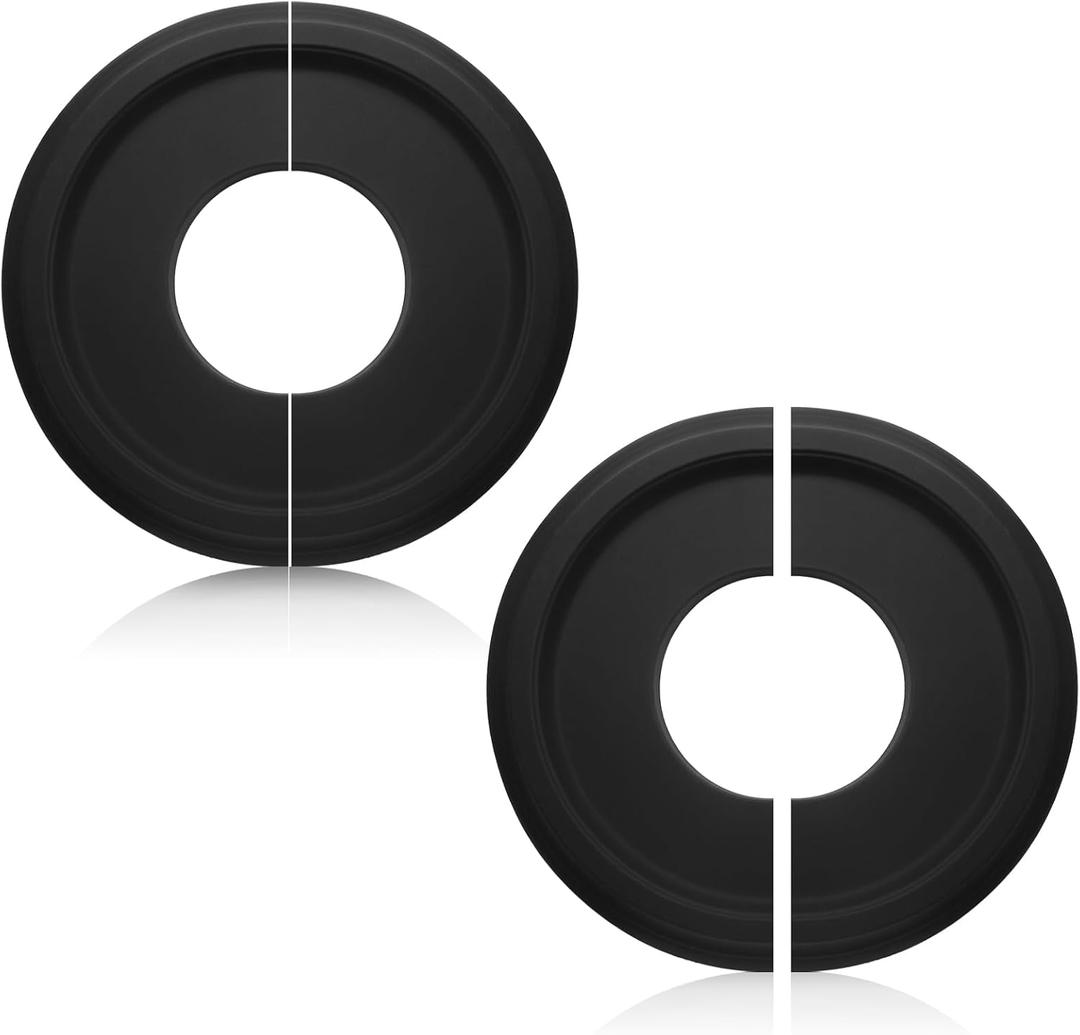 Litoexpe 2 Pcs Black Split Ceiling Medallion Ceiling Fan Light Covers, PU Ceiling Medallion for Ceiling Light Fixtures Ceiling Fans Chandeliers 10" OD x 3.8" ID
