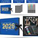Dunzoom 80 Pages Graduation Scrapbook Kit 11 x 8 Inch Photo Album of 2026 Graduation Decoration with 12 Metal Pens and 4 Sheets Stickers for DIY School Congrats Grad Memory Book to Sign(Blue)