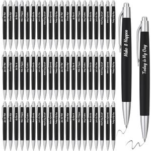 Yeaqee 100 Pcs Motivational Pens Employee Appreciation Gifts Thank You Metal Greeting Quote Ballpoint Pen for Office Worker Teacher Nurse(Black,Inspirational)