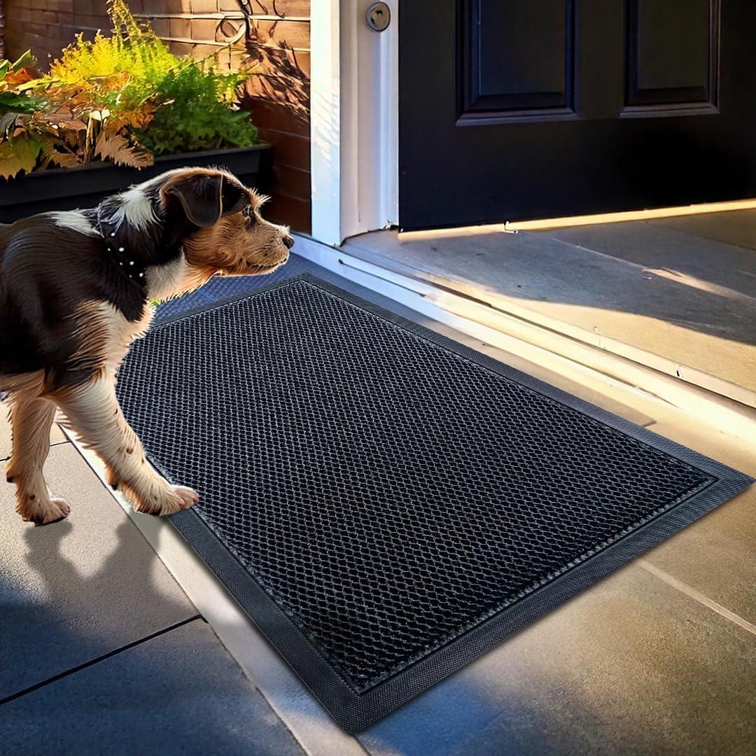 Muddy Mat Mesh Door Mat Heavy-Duty Quick-Dry Floor Mat, Sand & Dirt Trapper for Indoor & Outdoor, Ideal for Entrance, Mudrooms, Patios & Garages, Low-Profile, Non-Slip, Washable Black 23"x35"x0.4"