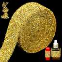 Locacrystal Bling Rhinestones Ribbon Self-Adhesive Iron on Resin Diamond Crystal Ribbon Wrap Roll DIY Rhinestone Stickers for Wedding Clothing Cars Crafts Dress DecorationGold,1.18inch x 3yard