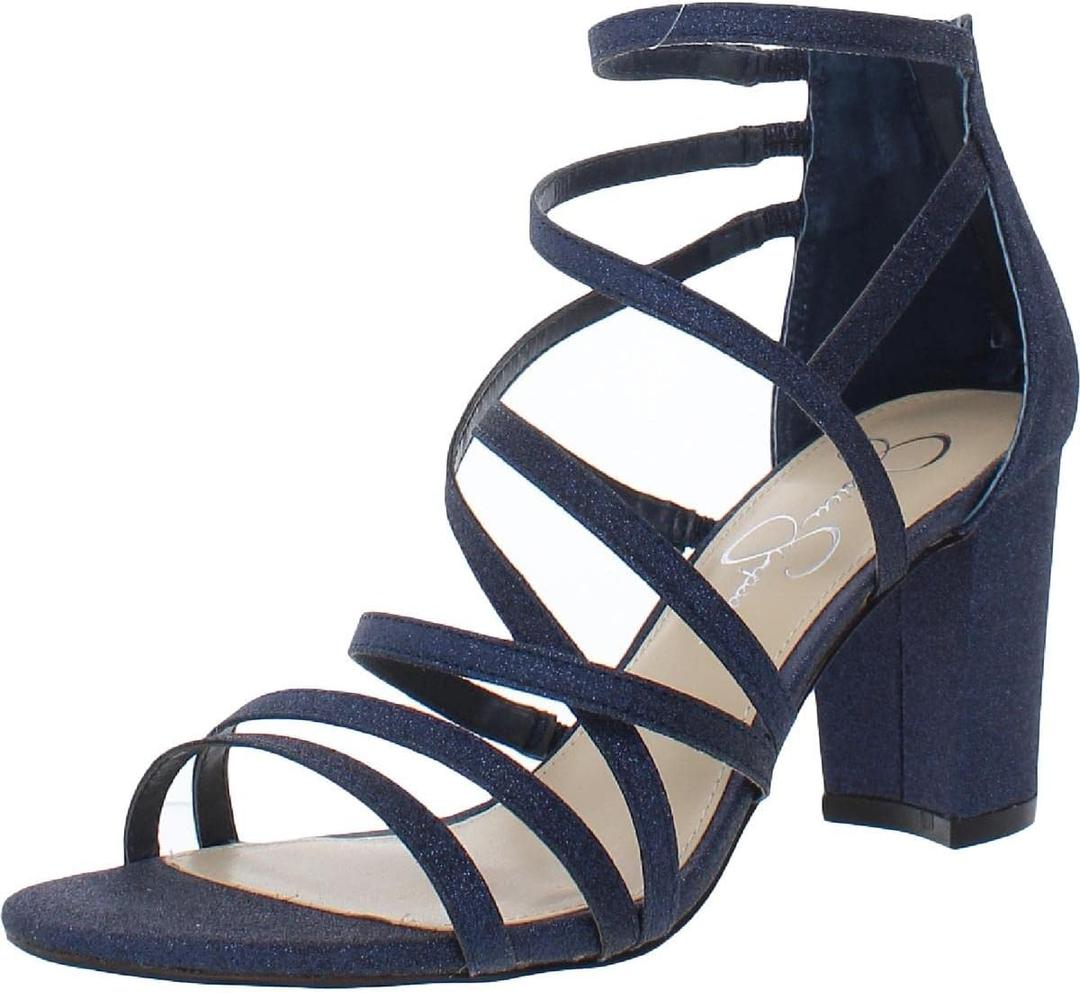 Jessica Simpson Women's Stassey Strappy Block Heel Sandal Heeled, Navy, 9