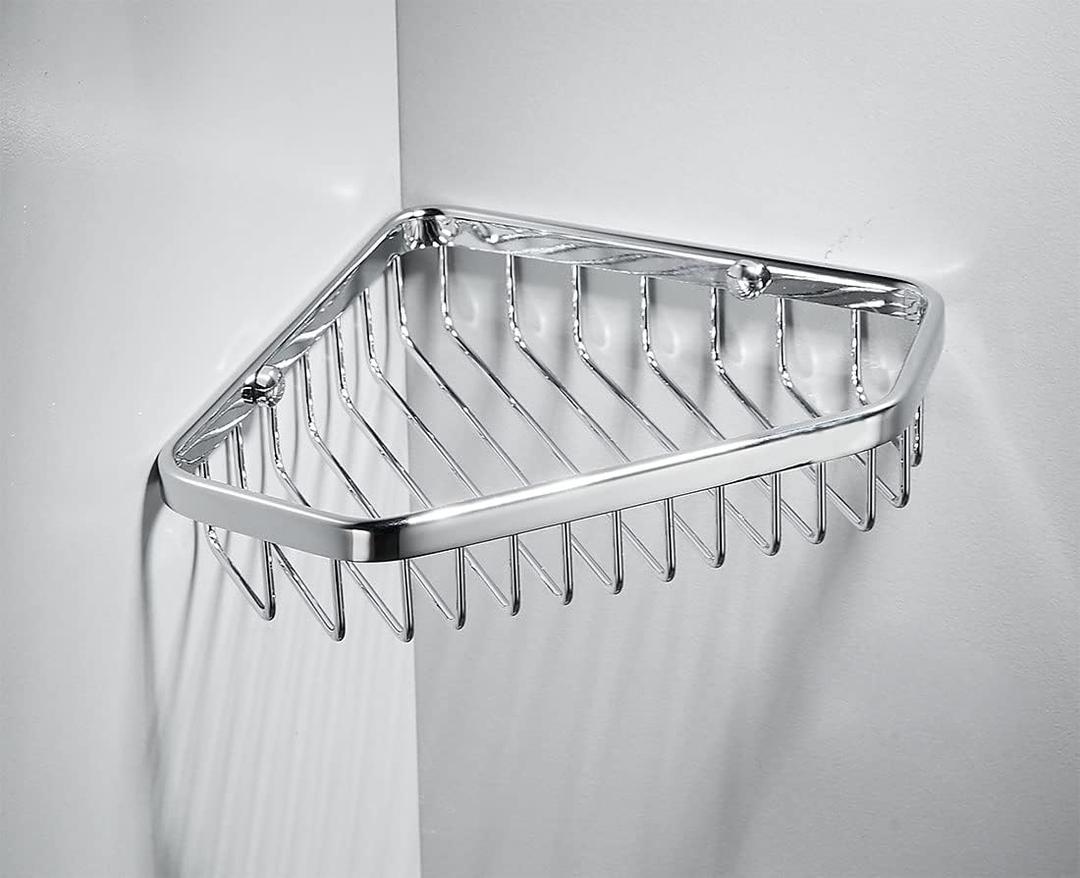 Corner Shower Caddy Basket,Shampoo Holder for Shower Wall,Inside Shower Shelf Bathroom Organizer,Solid Brass Material in Polished Chrome