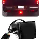 KVAEY 15 LED Brake Light Trailer Hitch Cover, Super Bright Brake Driving Lamp for 2" Towing Hitch Receiver, Universal Brake Tail Light for Towing Truck SUV, Car Accessories (Black)