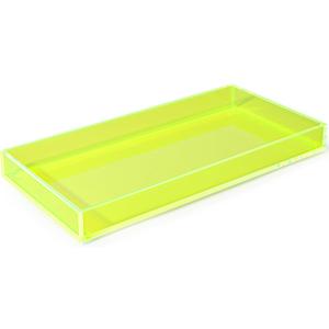 Acrylic Tray for Vanity Makeup Perfume Jewelry 12x6'' Small Decorative Tray for Bathroom Dresser Tops Candle Sink Counter, Neon Green