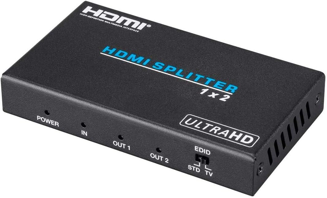 Monoprice Blackbird 4K Pro 1x2 HDMI Splitter - HDR, 18Gbps, 4K 60Hz, YCbCr 4:4:4, With HDCP 2.2 Support (Compatible with PS4/5 Xbox Apple TV Fire Stick Roku Blu-Ray Player)