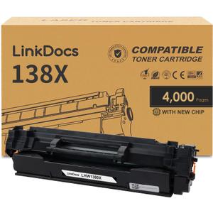 LinkDocs 138X Toner Cartridge Replacement for HP 138X W1380X Toner Cartridge (with New Chip) Used with HP LaserJet Pro 3001dw MFP 3101fdw Printers