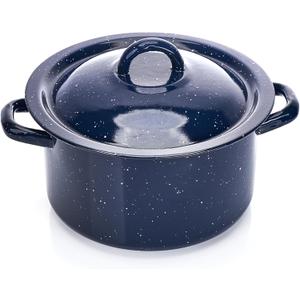 IMUSA USA C20666-1062810W Speckled Enamel Stock Pot with Lid, 4 Quart, Blue