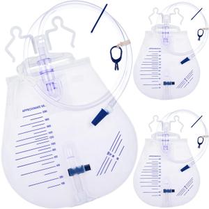 2000mL Catheter Bags for Men, Urine Drainage Bag with Anti-Reflux Chamber, Large Capacity Overnight Urine Collection 48" Drainage Tube with Hanging Hook (3 Pack)