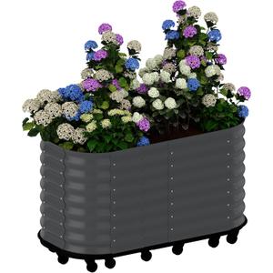 GarveeLife 95" Raised Garden Bed with Water Tank & Wheels - Large Mobile Galvanized Steel Planter Box, Elevated Design for Patio, Balcony & Indoor Gardening, Gray (59x24x28 Inch)