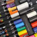 Posca Exclusive Acrylic Paint Markers Gift Set of 62 with Case, Great for Kids and Adults, For Coloring Decorations, Canvas, Glass or Wood, Includes 350, 1MR, 1M, 3M, 5M, 7M, 8K, & 17K