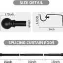 Thestoa Black Curtain Rods for Windows 66 to 120 inch, 5/8" Diameter Matte Black Small Curtain Rods for Bedroom, Living Room, Kitchen, Outdoor, Farmhouse