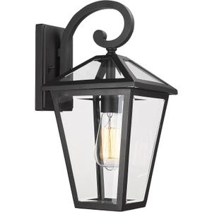 Outdoor Light Fixtures Wall Mount, Waterproof Exterior Wall Lanterns with Glass, Outside Wall Sconces, Front Porch Lights for House Garage Doorway Patio (Black, Clear Glass) (Medium, Black - 1 PACK)