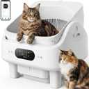 Automatic Litter Box, Cypcat Smart Self Cleaning Cat Litter Box Anti-Pinch, 10 Safety Sensors, Large Cat Litter Boxs for Multiple Cats, 5G & 2.4G WiFi, 6" LED Display, Odor Control Robot, White