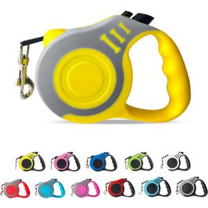 Retractable Dog Leash Automatic Telescopic Tractor Dog Tape, Pet Tape 10 FT Durable and Convenient, with Non-Slip Handle, Suitable for Small and Medium-Sized Dogs (Gray-Yellow)