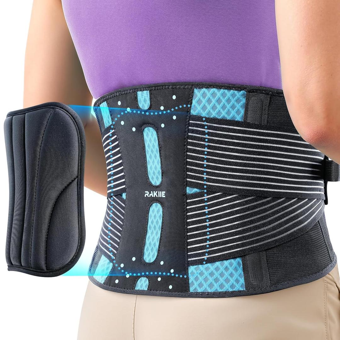 Back Brace for Lower Back Pain Relief, Lightweight Back Support Brace for Men Women, Breathable Lumbar Support Pad, for Herniated Disc, Sciatica Scoliosis, Blue Size XXL