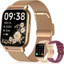 Smart Watch for Women (3 Bands), Fitness Tracker with Bluetooth Calls, IPX8 Waterproof Smartwatch for Android iPhone, 112+ Sport Modes, Heart Rate/Sleep/SpO2 Monitor, Gold
