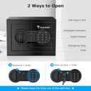 Bonsaii Safe Box with Electronic Keypad, Steel Security Lock Box with Key, 0.23 Cubic Feet, 9.06" W x 6.69" D x 6.69" H, Small Hidden Safe for Cash Jewelry