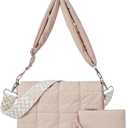 Puffer Crossbody Bags for Women, Lightweight Nylon Quilted Shoulder Purse Handbag with Multiple Pockets