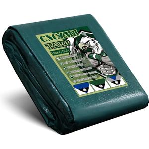 CNCZMH Tarp Waterproof 16x20 Feet, 8 Mil Thick Finished Size Green Poly Tarpaulin Outdoor, Metal Grommets, Reinforced Edges, Multipurpose Tarps Protective Cover for Camping Boat Plant