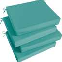 Basic Beyond Outdoor Chair Cushions Set of 4, Square Corner Outdoor Cushions for Patio Furniture, Water Resistant Patio Chair Cushions with 2 Ties, 18.5x16x3, Teal