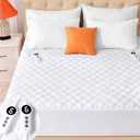 SameBed Heated Mattress Pad King Size, Quilted Fitted Electric Mattress Pad with 9 Heat Setting Controller, 2/4/6/10 Hours Auto Off, Soft Mattress Cover Stretches up to 21 Inches Deep, White
