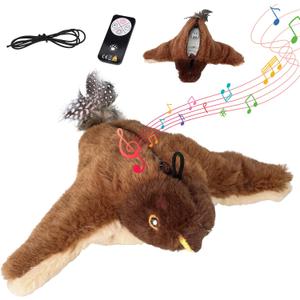 2026 New Flapping Flying Bird Cat Toy - Meowdy Chirping & Flapping Wings, Electric Interactive for Indoor Cats (Brown)